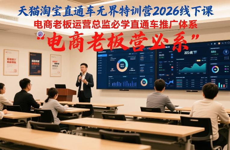 天猫淘宝直通车无界特训营2026线下课,电商老板运营总监必学直通车推广体系-优优云网创