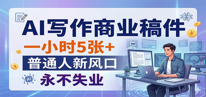 AI写作商业稿件,一小时5张+,普通人新风口,永不失业-优优云网创
