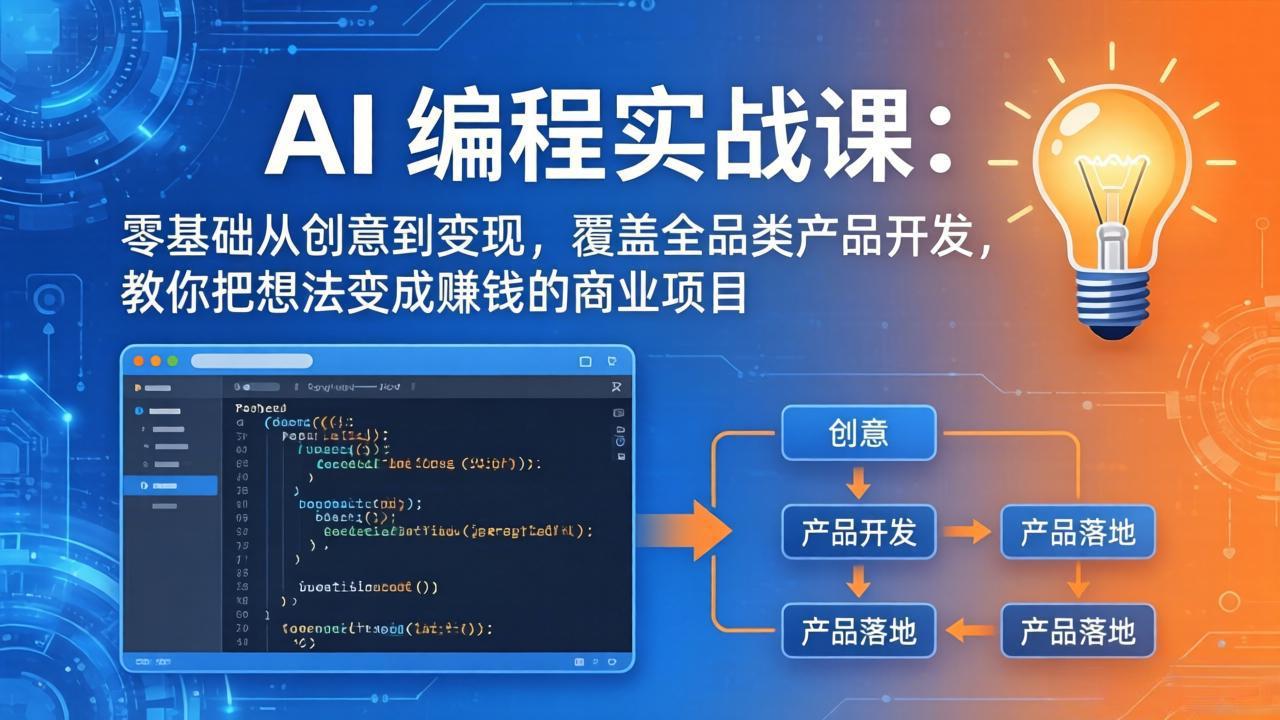 AI编程实战课-第三期-5月9更新:零基础从创意到变现,覆盖全品类产品开发,把想法变成赚钱项目-优优云网创