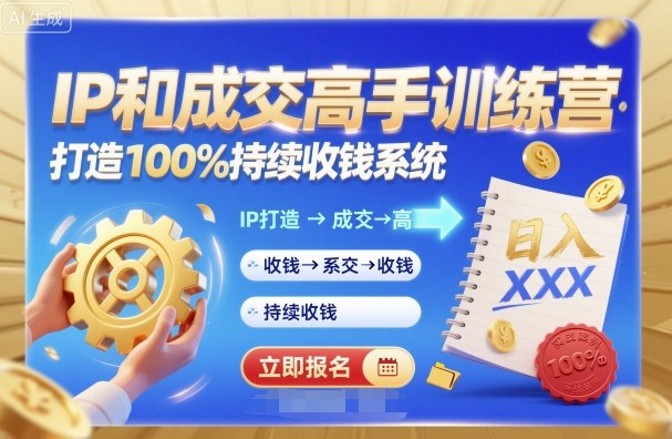 带你成为IP和成交高手的训练营，打造100%持续收钱系统-优优云网创