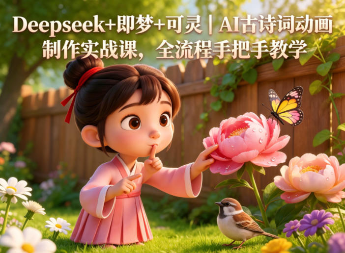 Deepseek+即梦+可灵|AI古诗词动画制作实战课,全流程手把手教学-优优云网创