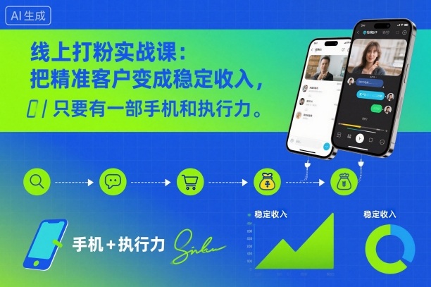 线上打粉实战课：把精准客户变成稳定收入，只要有一部手机和执行力-优优云网创
