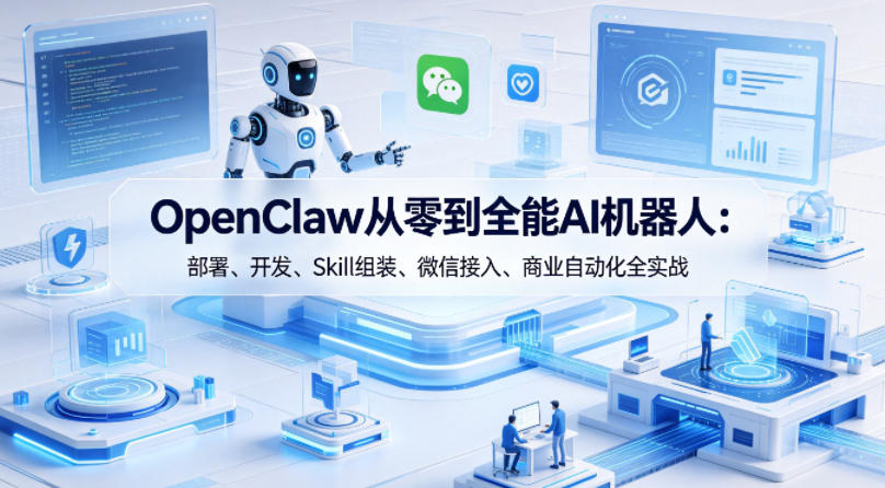 OpenClaw从零到全能AI机器人:部署、开发、Skill组装、微信接入、商业自动化全实战-优优云网创
