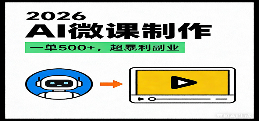 2026AI 风口最稳副业:微课代写制作,一单 500+,人人可做的蓝海项目-优优云网创