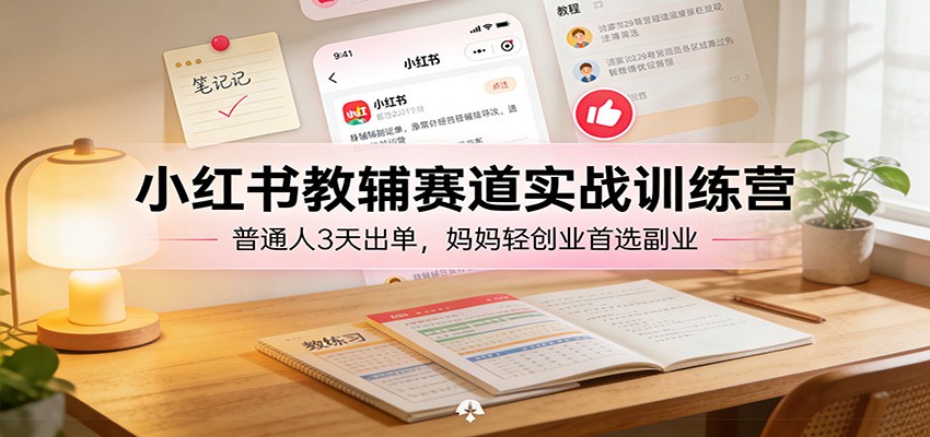 小红书教辅赛道实战训练营：普通人3天出单，妈妈轻创业首选副业-优优云网创