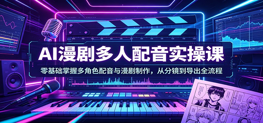 AI漫剧多人配音实操课：零基础掌握多角色配音与漫剧制作，从分镜到导出全流程-优优云网创