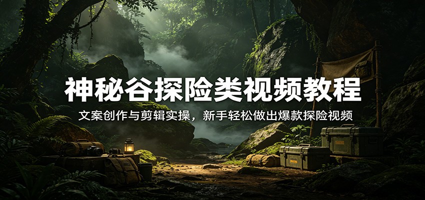 神秘谷探险类视频教程：文案创作与剪辑实操，新手轻松做出爆款探险视频-优优云网创