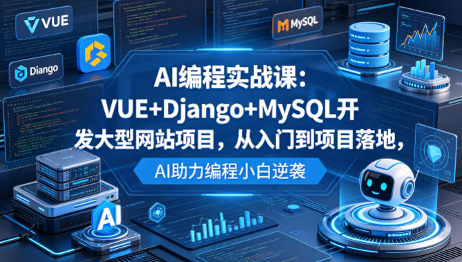 AI编程实战课:VUE+Django+MySQL开发大型网站项目,从入门到项目落地,AI助力编程小白逆袭-优优云网创