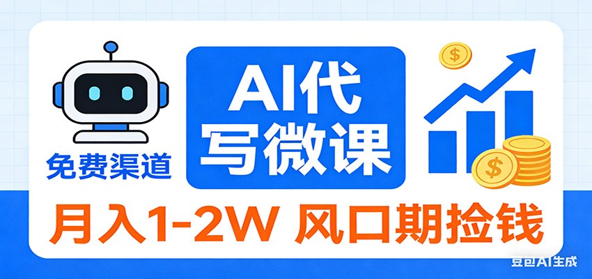 2026告别打工！AI 代写微课，提供免费渠道，月入 1-2W 风口期捡钱-优优云网创