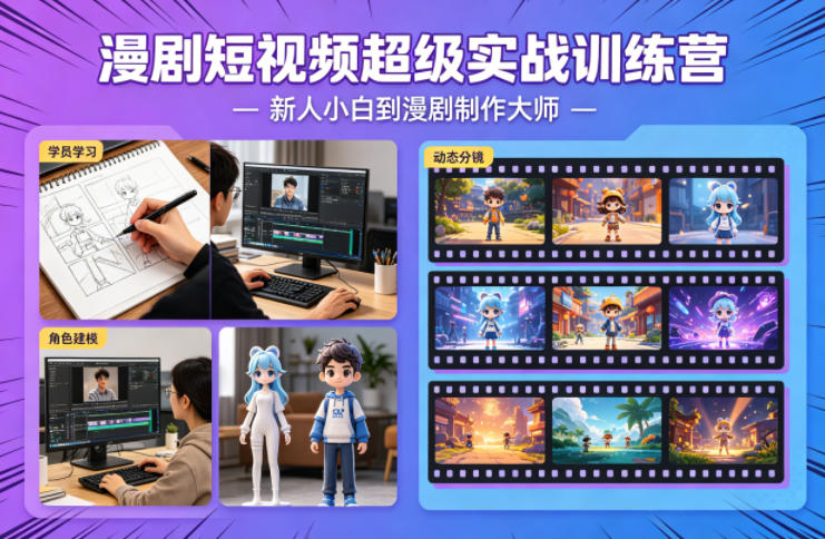 漫剧短视频超级实战训练营,新人小白到漫剧制作大师-优优云网创