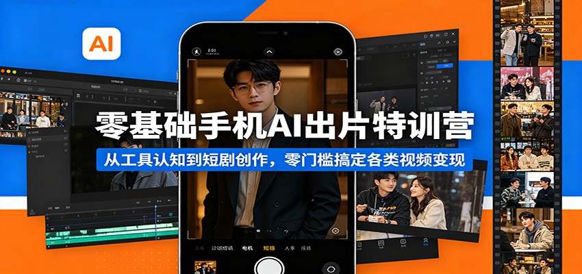 零基础手机AI出片特训营:从工具认知到短剧创作,零门槛搞定各类视频变现-优优云网创