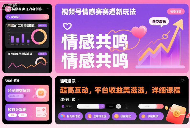 视频号情感赛道新玩法,超高互动,平台收益美滋滋,详细课程-优优云网创