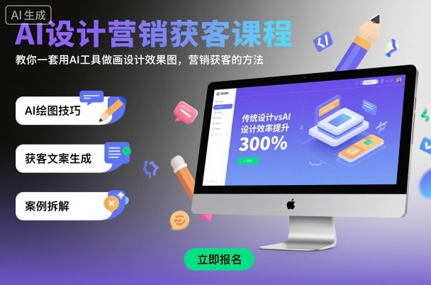 AI设计营销获客课程，教你一套用AI工具做画设计效果图，营销获客的方法-优优云网创