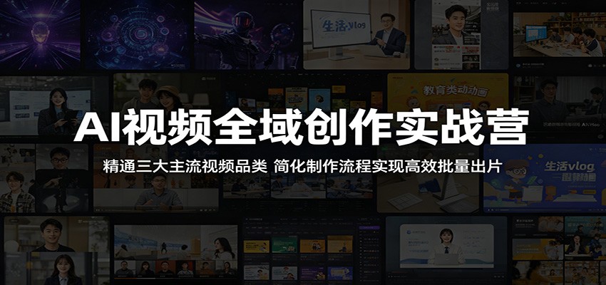 AI视频全域创作实战营:精通三大主流视频品类,简化制作流程实现高效批量出片-优优云网创