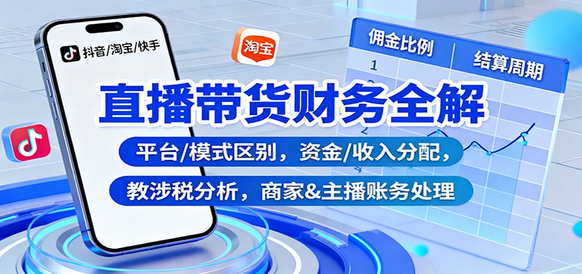 直播带货财务全解：平台/模式区别，资金/收入分配，涉税分析，商家&主播账务处理-优优云网创