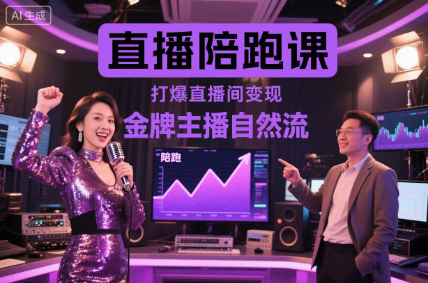 直播陪跑课,金牌主播自然流打爆直播间,复制高变现玩法-优优云网创