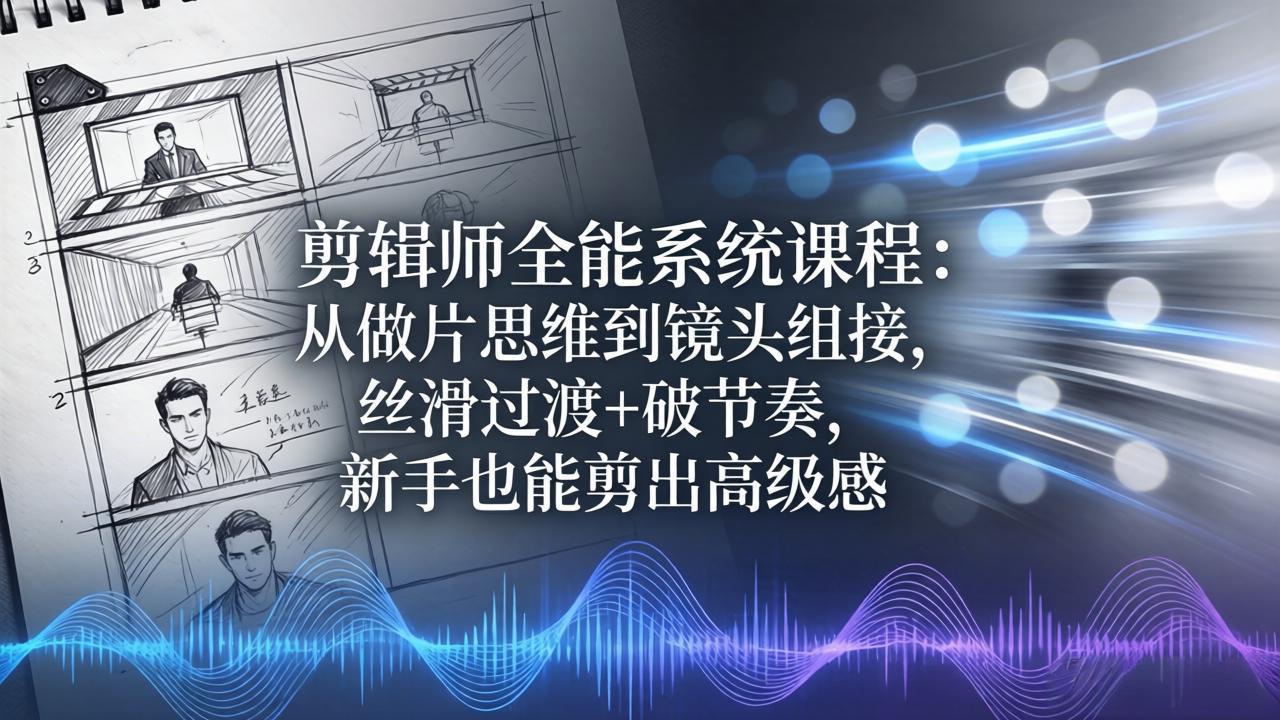 剪辑师全能系统课程：从做片思维到镜头组接，丝滑过渡+破节奏，新手也能剪出高级感-优优云网创