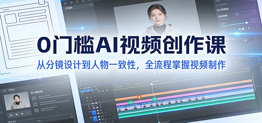 0门槛AI视频创作课：从分镜设计到人物一致性，全流程掌握视频制作-优优云网创