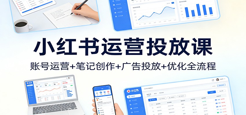 小红书运营投放课:账号运营+笔记创作+广告投放+优化全流程-优优云网创