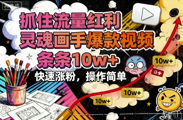 抓住流量红利,灵魂画手爆款视频,条条10w+,快速涨粉,操作简单-优优云网创