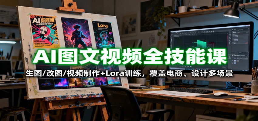 AI图文视频全技能课:生图/改图/视频制作+Lora训练,覆盖电商 、设计多场景-优优云网创