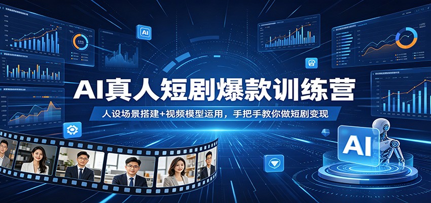 AI真人短剧爆款训练营：人设场景搭建+视频模型运用，手把手教你做短剧变现-优优云网创