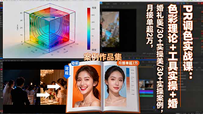 PR调色实战课：色彩理论+工具实操+婚礼医美/30+实操案例，月接单超2万-优优云网创