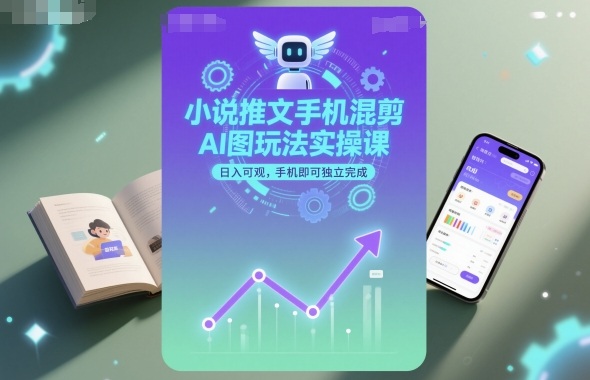 小说推文手机混剪AI图玩法实操课,日入可观,手机即可独立完成-优优云网创